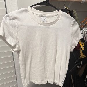 TNA White Ribbed Short Sleeve Tee